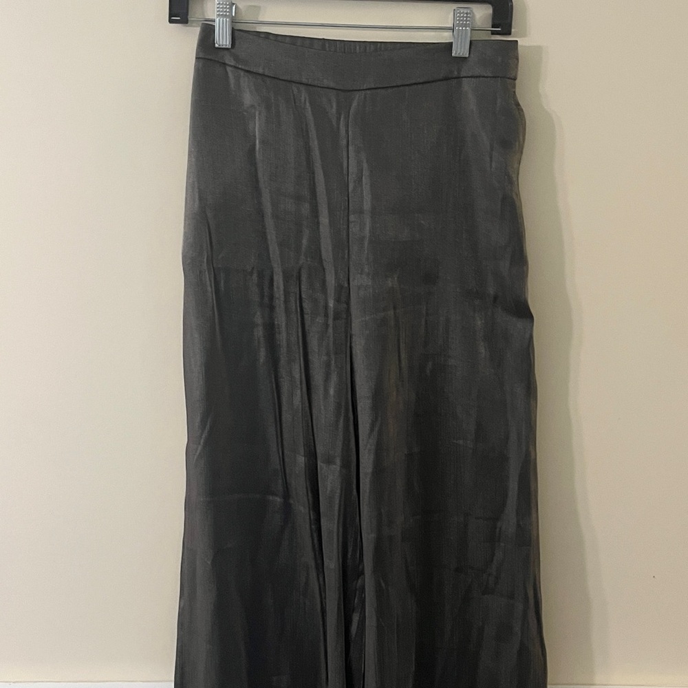 H&M Charcoal Gray Shimmery Metallic Wide-Leg Trousers Size 2 NWOT - Picture 6 of 11